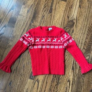 Janie and Jack girls size 4 red reindeer sweater holiday Christmas like new!